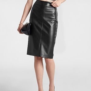 High Waisted Faux Leather Seamed Pencil Skirt
-Express -